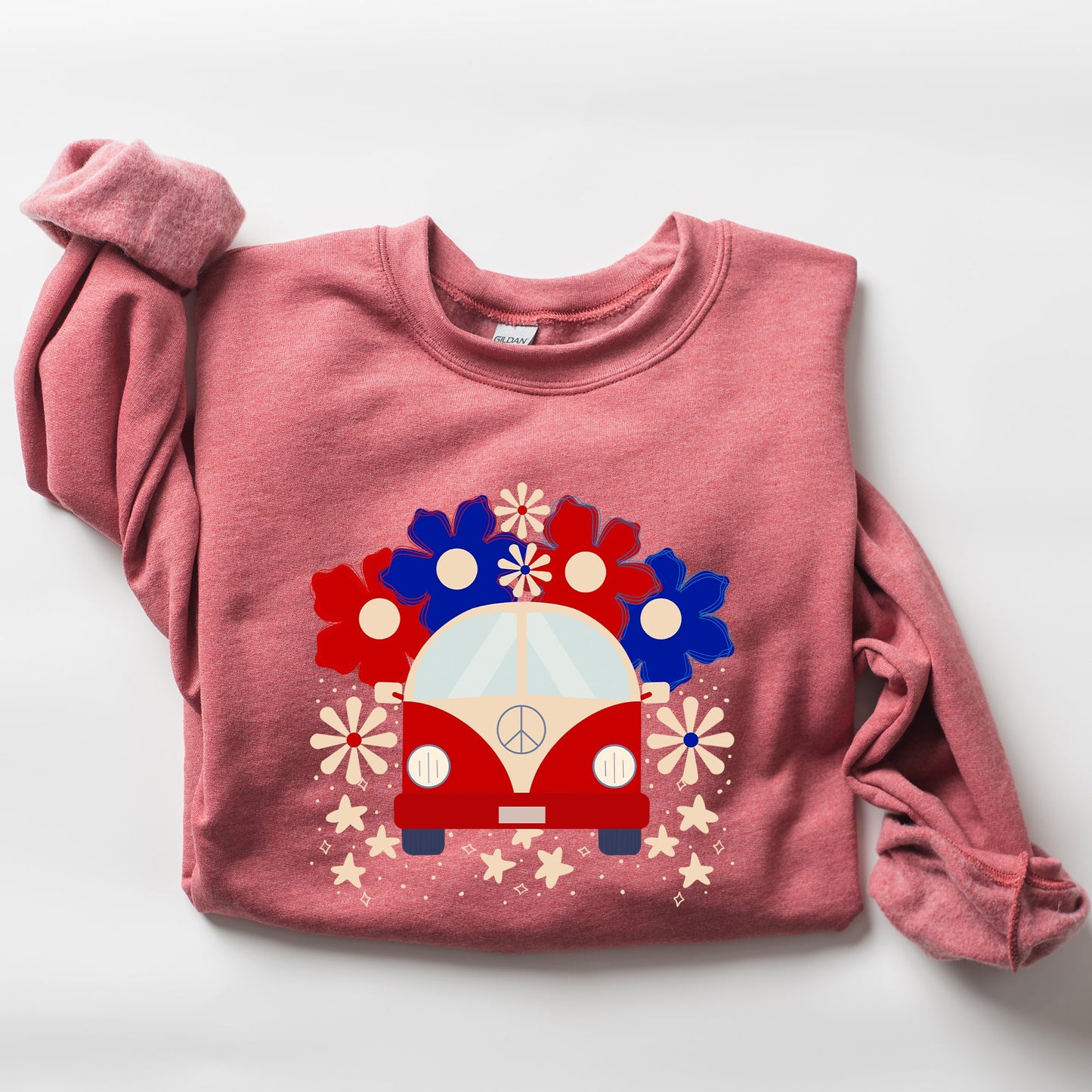 Retro Van, Patriotic, 4th of July Sweatshirt