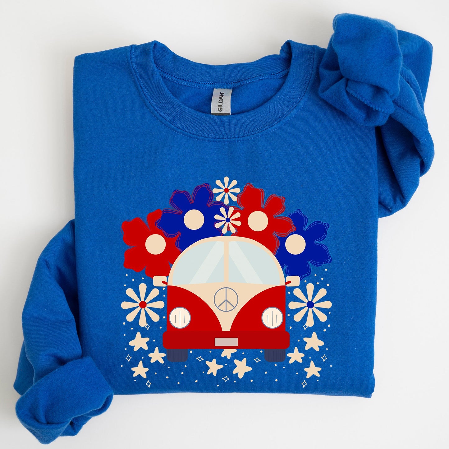 Retro Van, Patriotic, 4th of July Sweatshirt