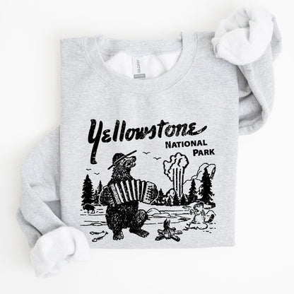 Retro Yellowstone National Park, Bear, Chipmunk, Funny, Nature Sweatshirt