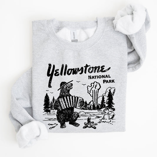 Retro Yellowstone National Park, Bear, Chipmunk, Funny, Nature Sweatshirt