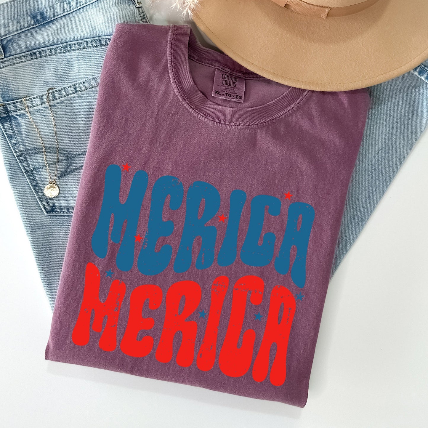 Retro 'Merica, America, Red White Blue, Patriotic, Tshirt Comfort Colors T-Shirt