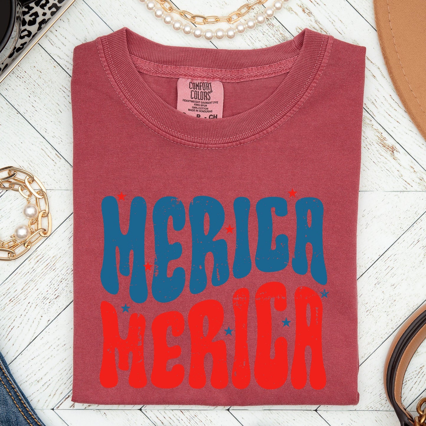 Retro 'Merica, America, Red White Blue, Patriotic, Tshirt Comfort Colors T-Shirt