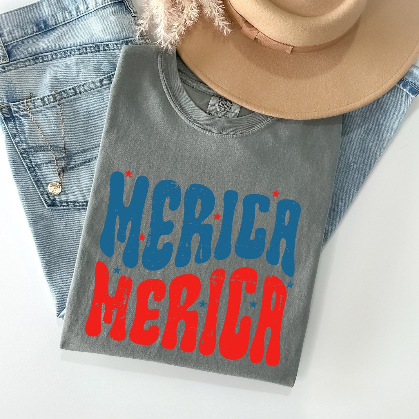 Retro 'Merica, America, Red White Blue, Patriotic, Tshirt Comfort Colors T-Shirt