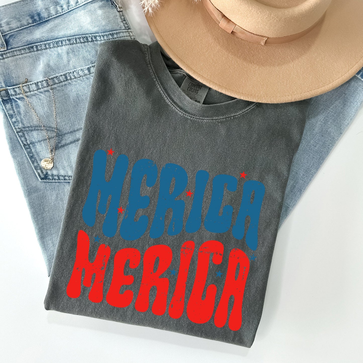 Retro 'Merica, America, Red White Blue, Patriotic, Tshirt Comfort Colors T-Shirt