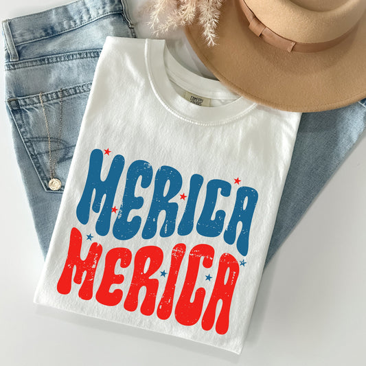 Retro 'Merica, America, Red White Blue, Patriotic, Tshirt Comfort Colors T-Shirt