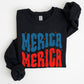 Retro 'Merica, America Red White Blue 4th of July Sweatshirt