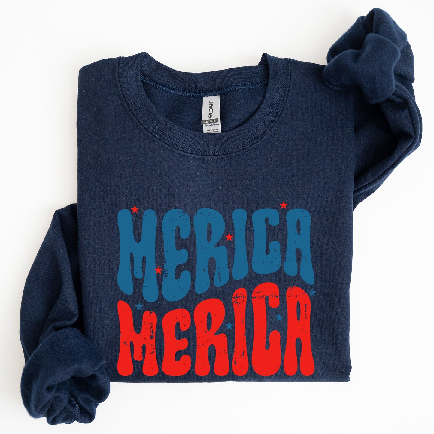 Retro 'Merica, America Red White Blue 4th of July Sweatshirt