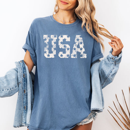 Retro, USA Stars, Patriotic, America, 4th of July Tshirt Comfort Colors T-Shirt