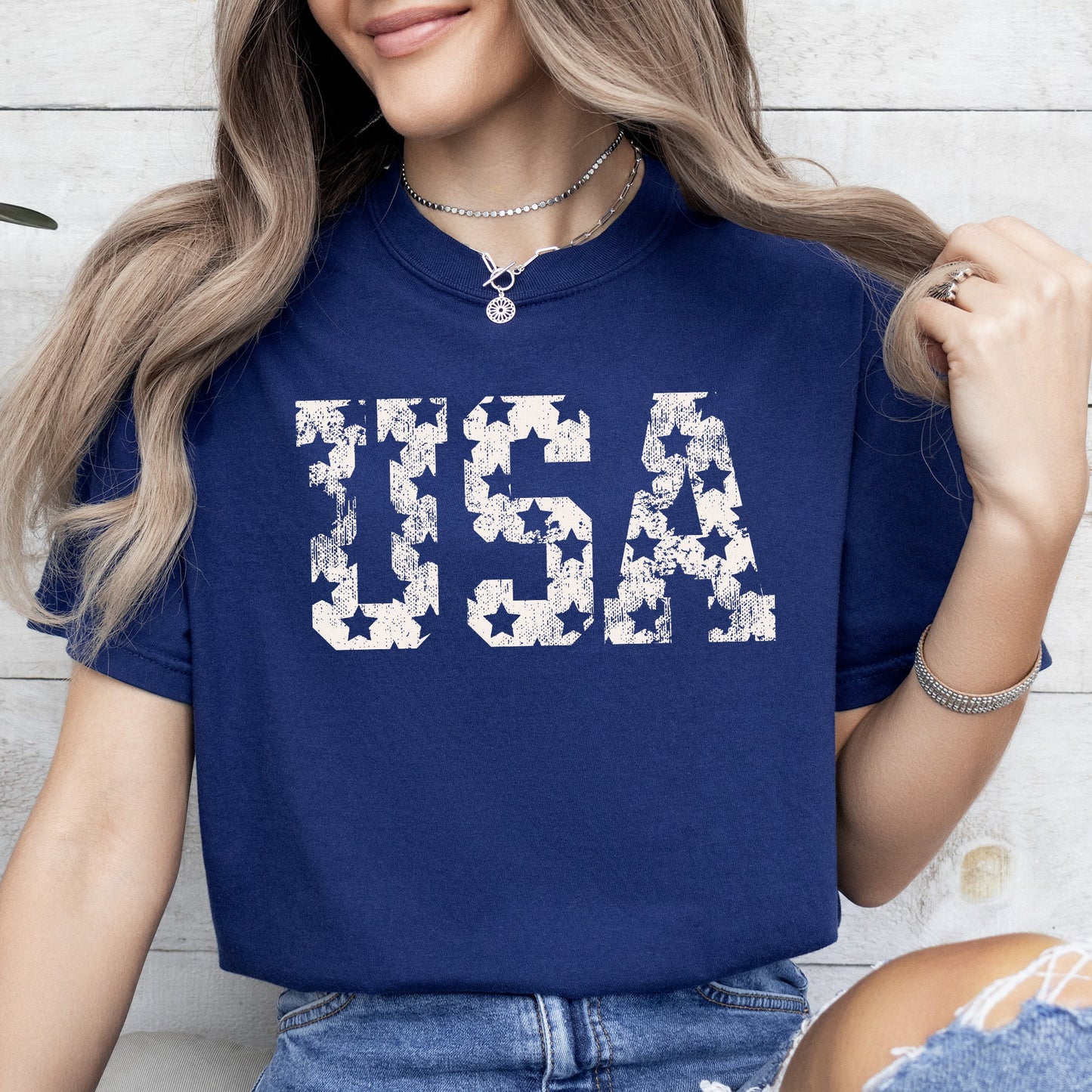 Retro, USA Stars, Patriotic, America, 4th of July Tshirt Comfort Colors T-Shirt