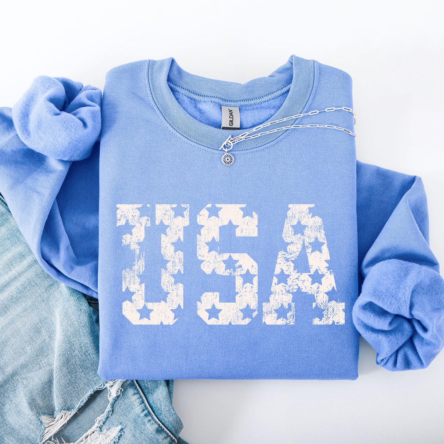 Retro, USA Stars, Patriotic, America, 4th of July Sweatshirt