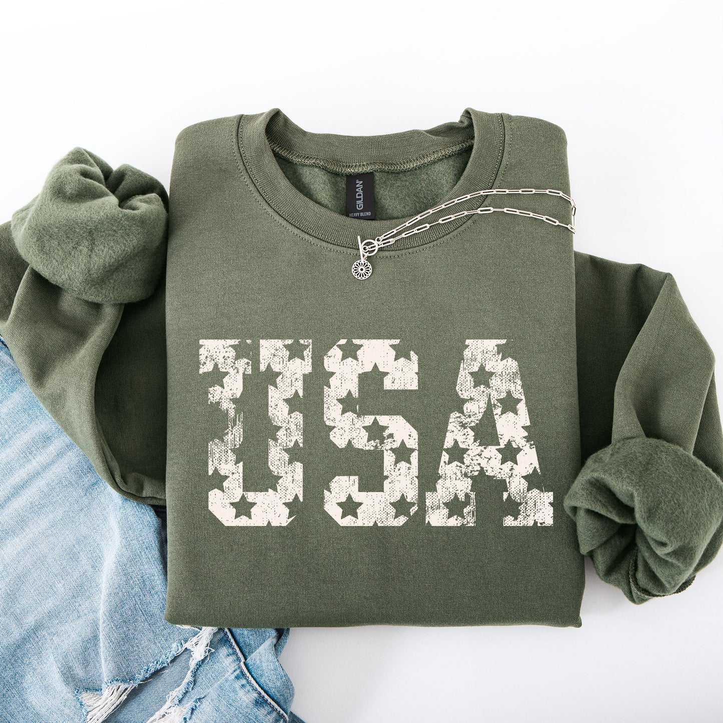 Retro, USA Stars, Patriotic, America, 4th of July Sweatshirt