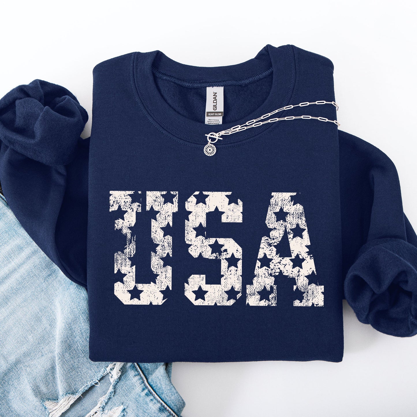 Retro, USA Stars, Patriotic, America, 4th of July Sweatshirt