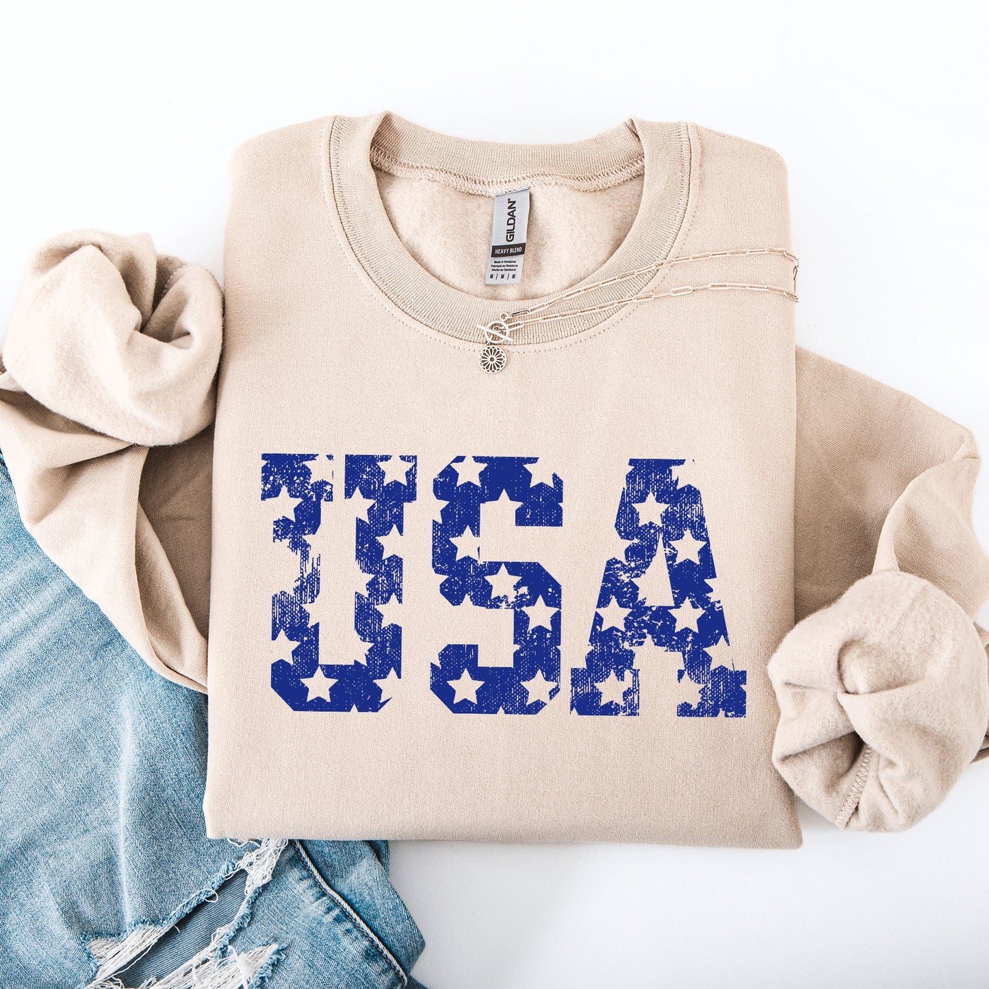 Retro, USA Stars, Patriotic, America, 4th of July Sweatshirt