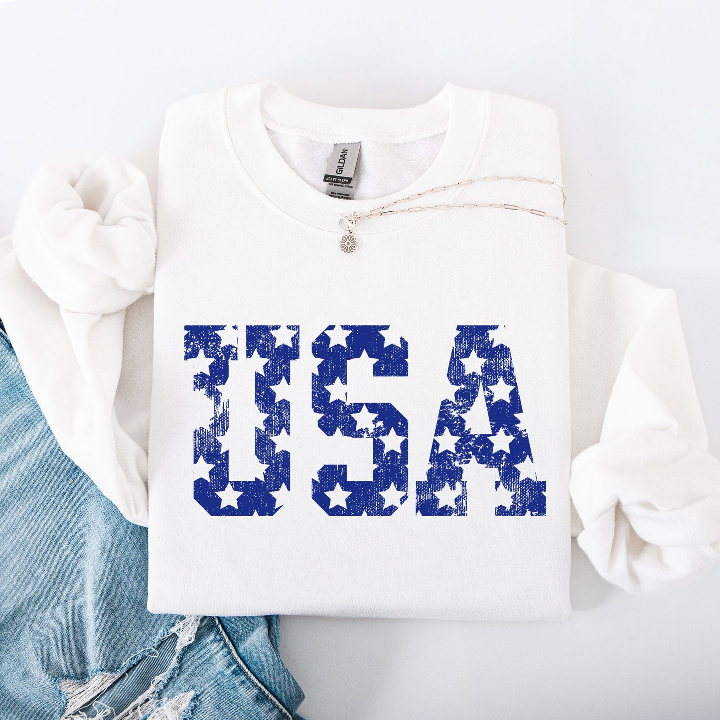 Retro, USA Stars, Patriotic, America, 4th of July Sweatshirt