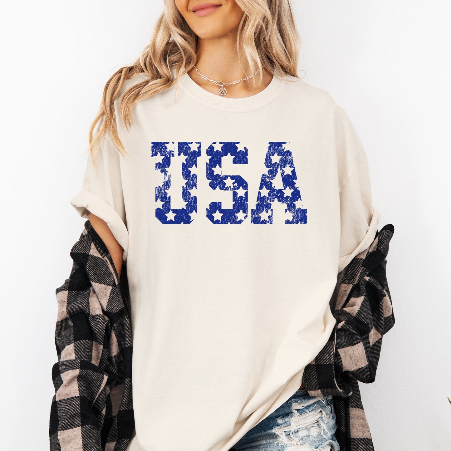 Retro, USA Stars, Patriotic, America, 4th of July Tshirt Comfort Colors T-Shirt