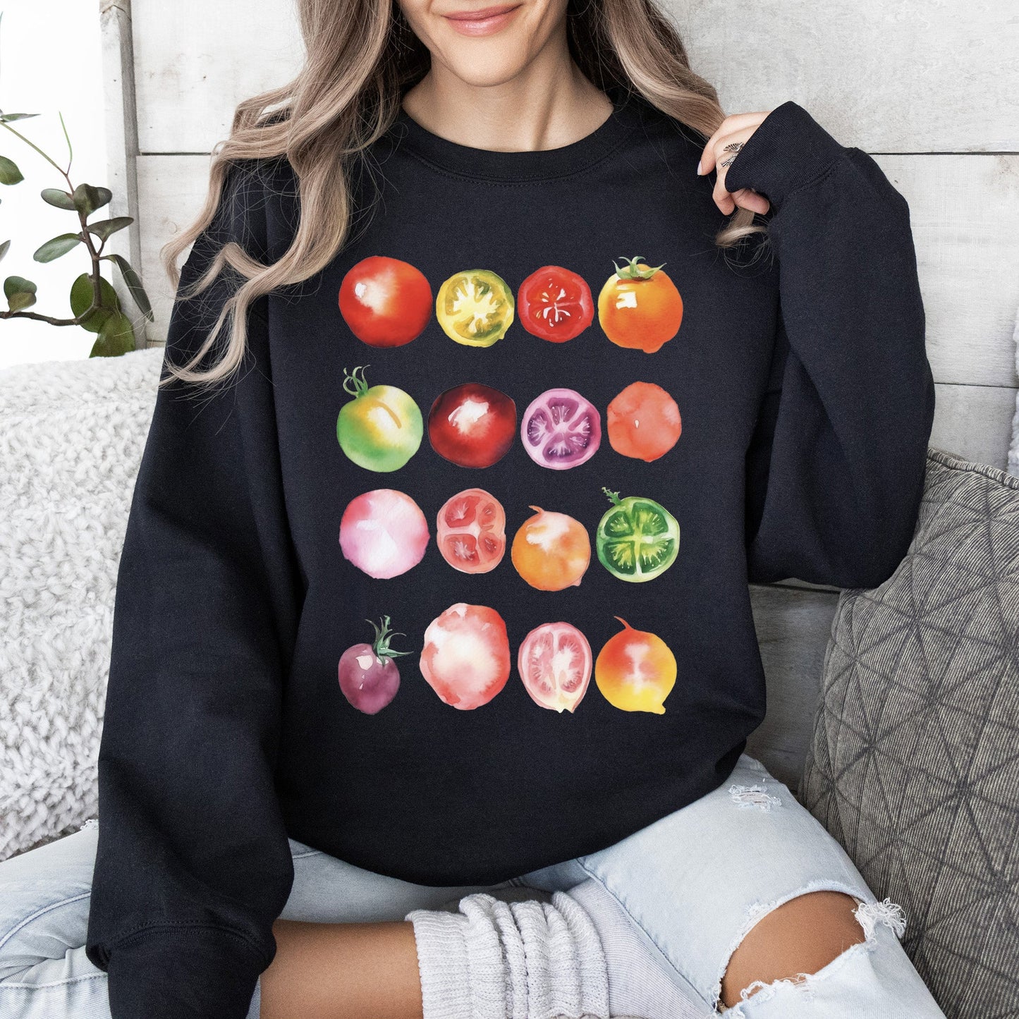 Ripe Tomato Print, Garden Fresh Sweatshirt