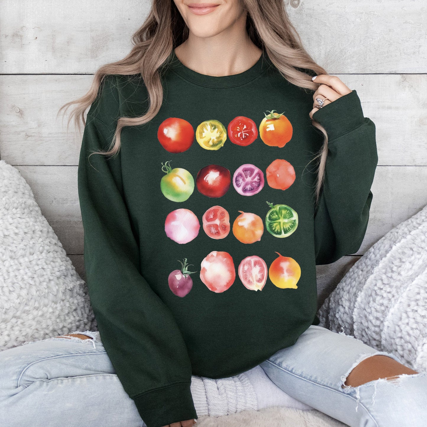 Ripe Tomato Print, Garden Fresh Sweatshirt