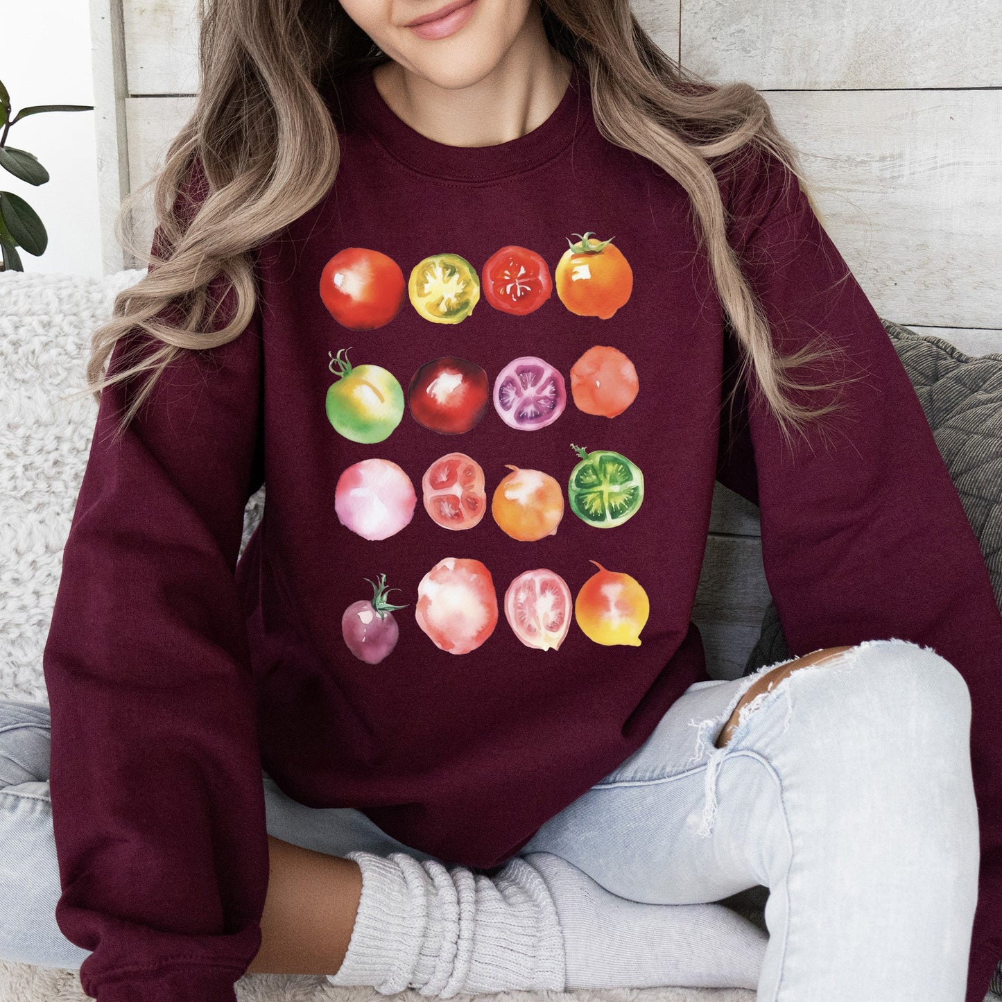 Ripe Tomato Print, Garden Fresh Sweatshirt