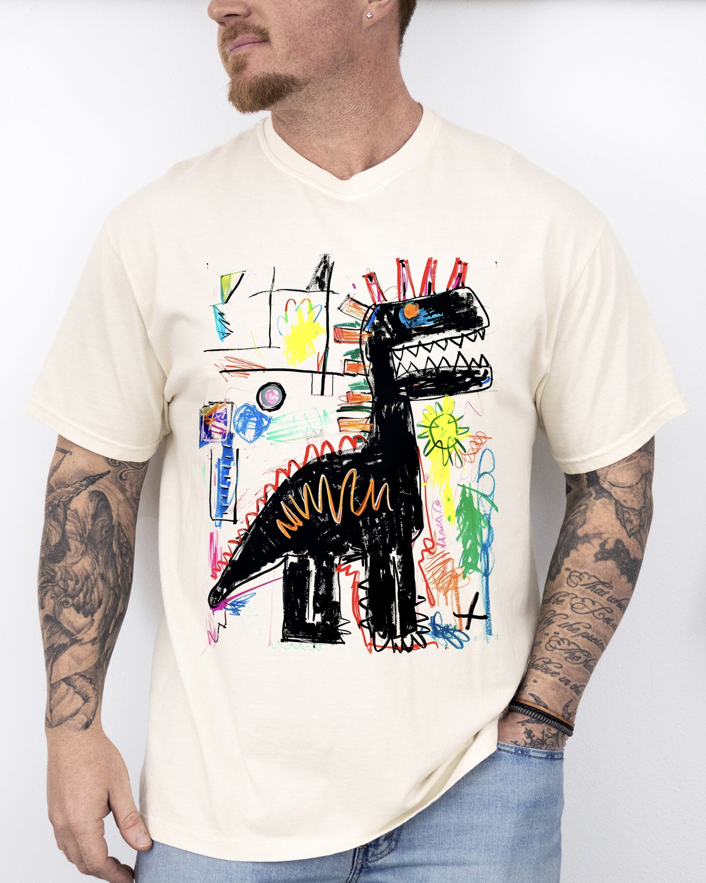 Robot Dinosaur, Black, Graffiti, Fun, Colorful, Neo Expressionist, Dragon Shirt Comfort Colors T-Shirt