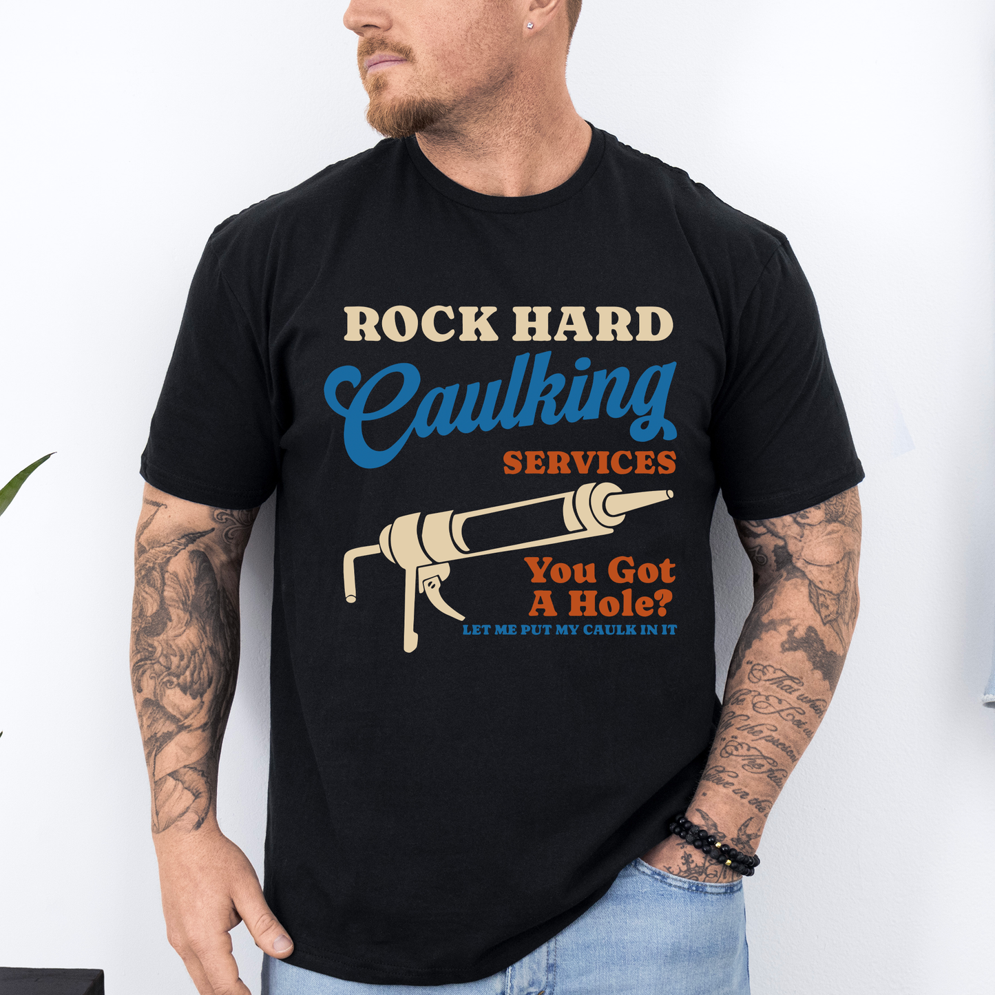 Rock Hard Caulking Services, Funny, Dirty, Father's Day, Husband, Guy Gift, Brother, Soft Style T-Shirt