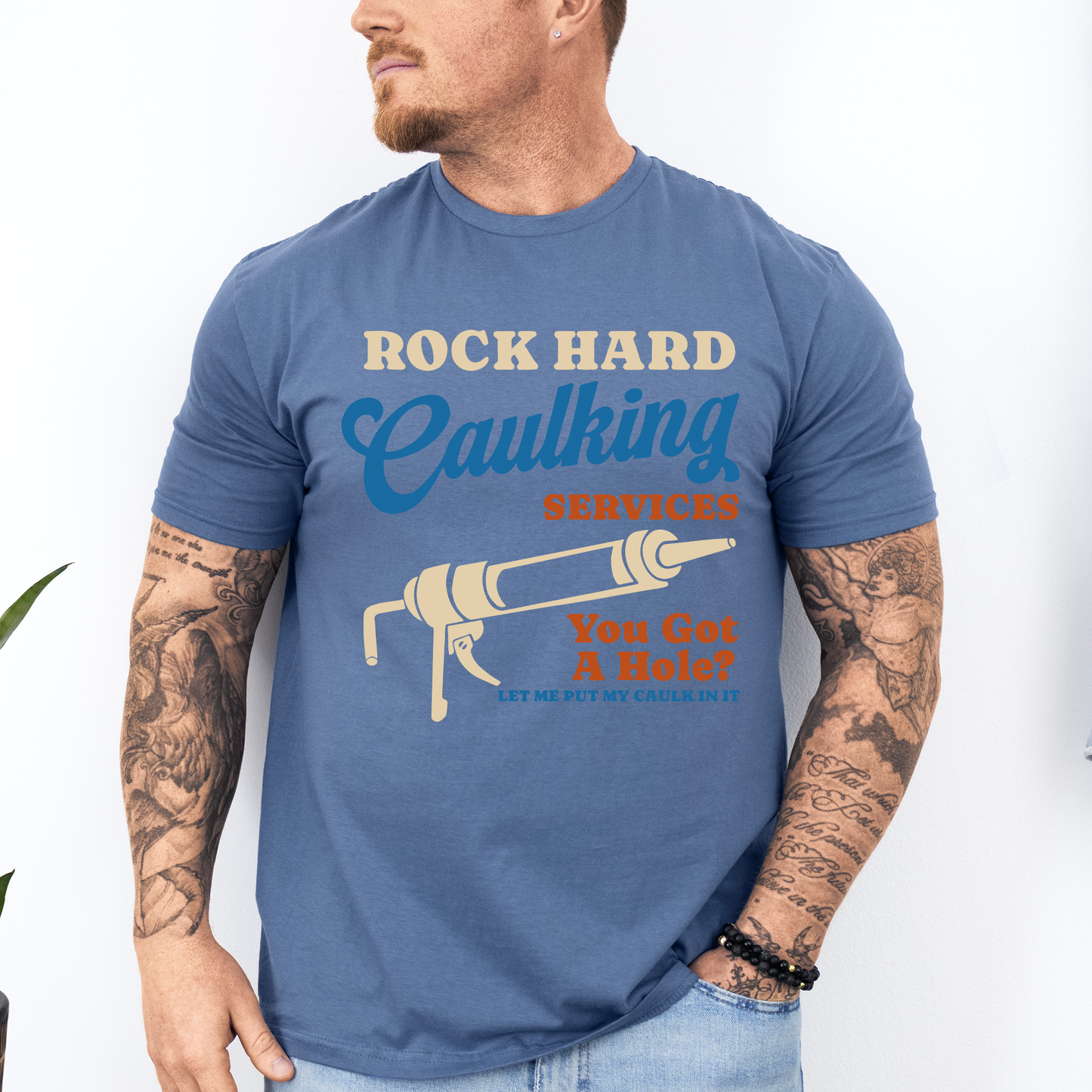 Rock Hard Caulking Services, Funny, Dirty, Father's Day, Husband, Guy Gift, Brother, Soft Style T-Shirt