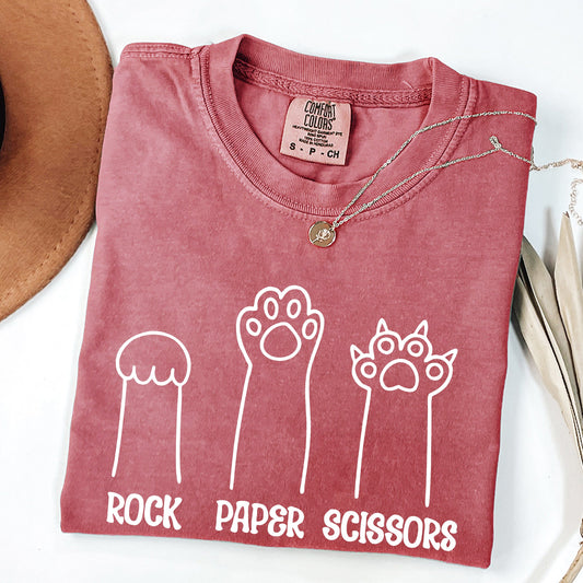 Rock, Paper, Scissors, Cat Mom, Cat Funny, Feline, Pet Tshirt Comfort Colors T-Shirt