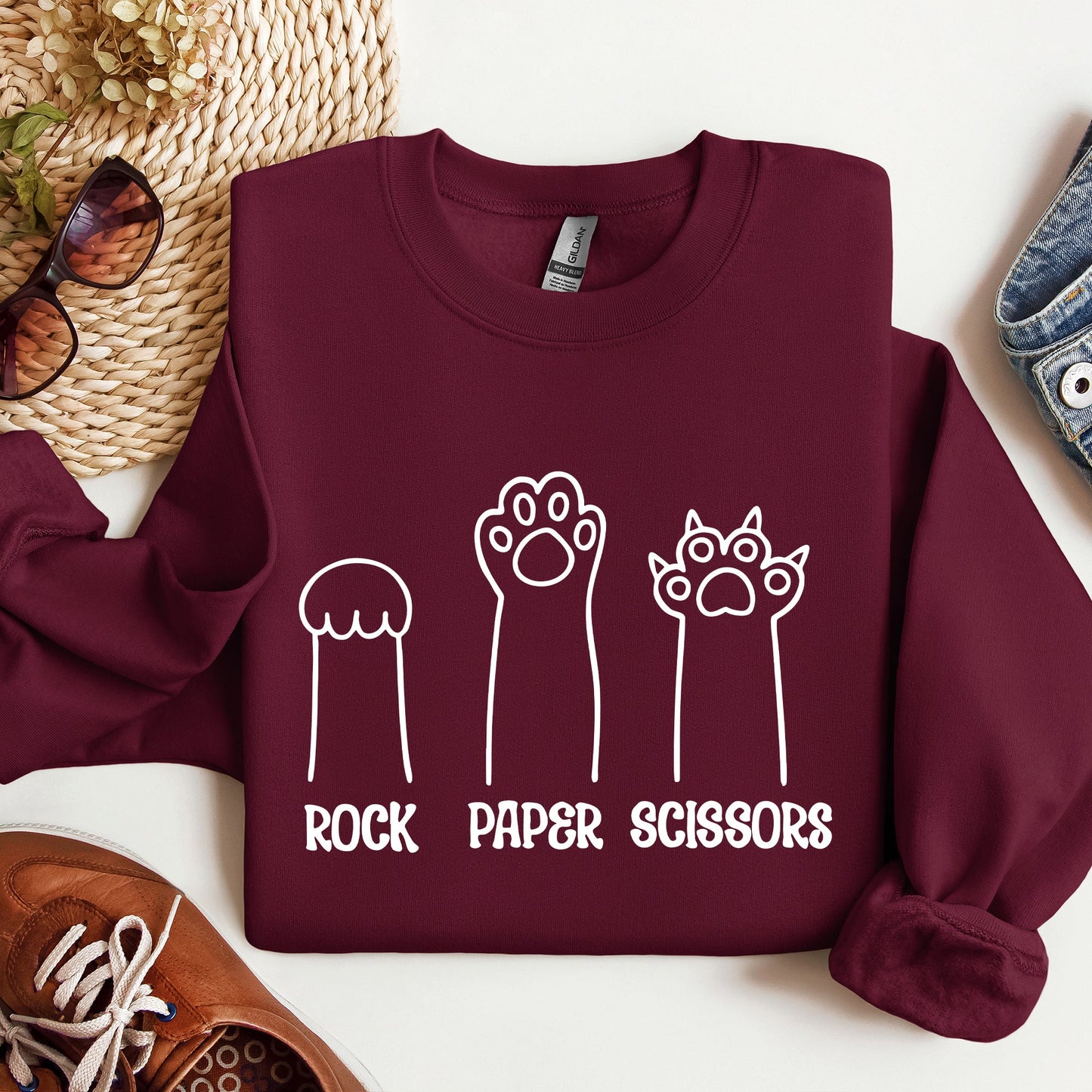 Rock, Paper, Scissors, Cat Mom, Cat Funny, Feline, Pet Sweatshirt