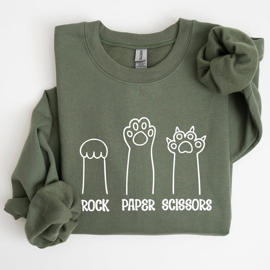 Rock, Paper, Scissors, Cat Mom, Cat Funny, Feline, Pet Sweatshirt