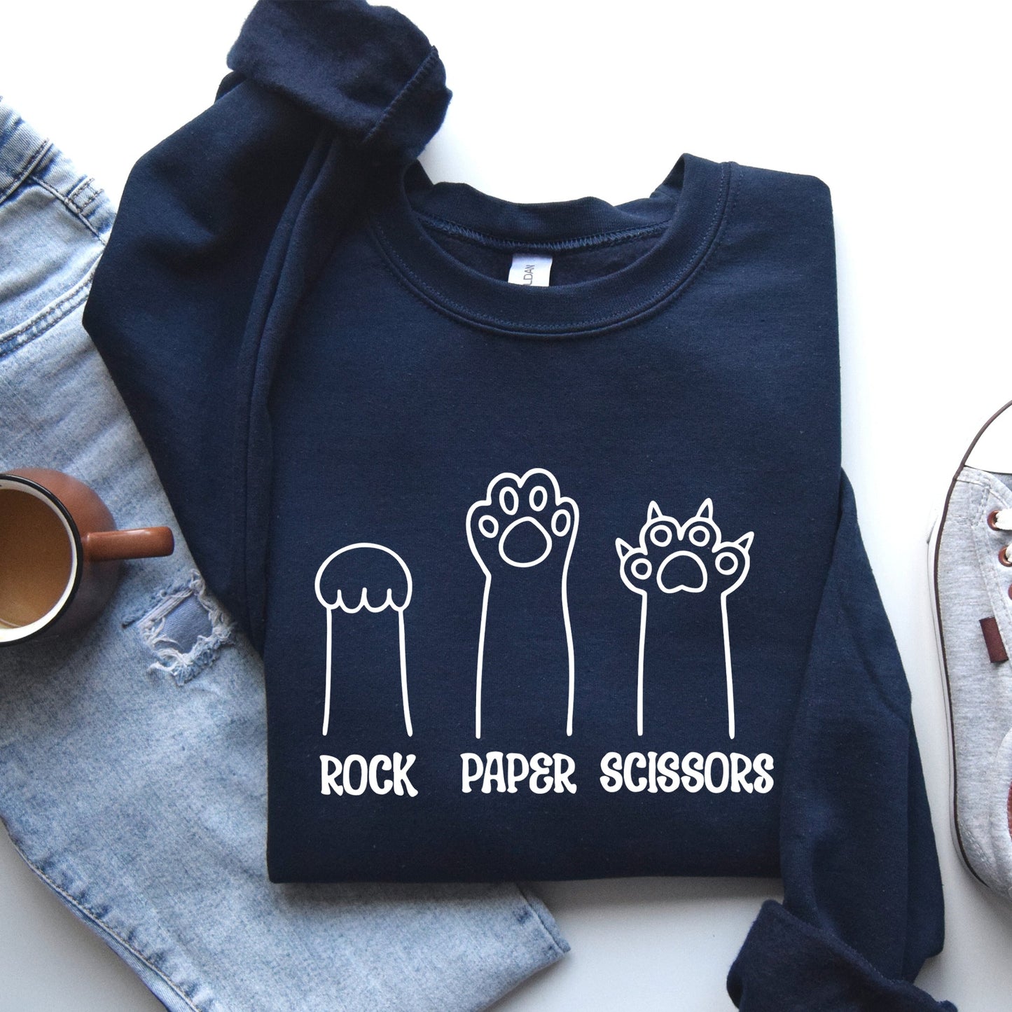 Rock, Paper, Scissors, Cat Mom, Cat Funny, Feline, Pet Sweatshirt