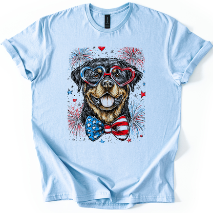 Rottweiler Patriotic Dog, USA, America, Pet Lover, 4th of July, Soft Style T-Shirt