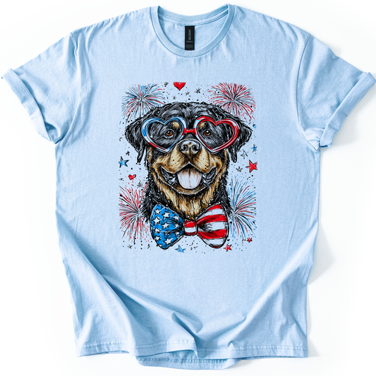 Rottweiler Patriotic Dog, USA, America, Pet Lover, 4th of July, Soft Style T-Shirt