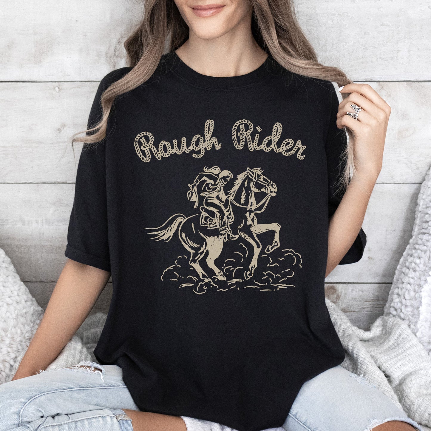 Rough Rider, Rodeo, Cowgirl, Horse, Bronco, Cowboy Tshirt Comfort Colors T-Shirt