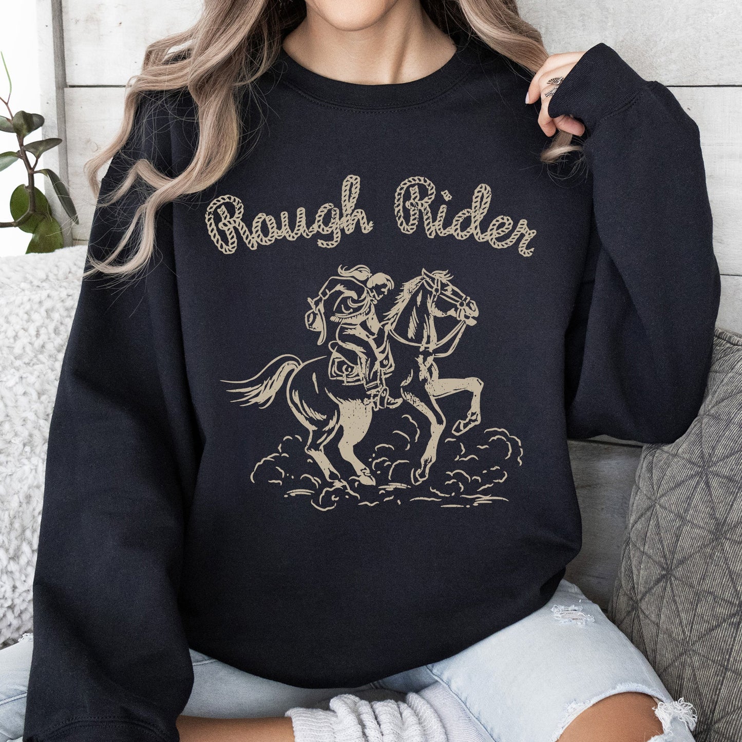 Rough Rider, Rodeo, Cowgirl, Horse, Bronco Cowboy Sweatshirt