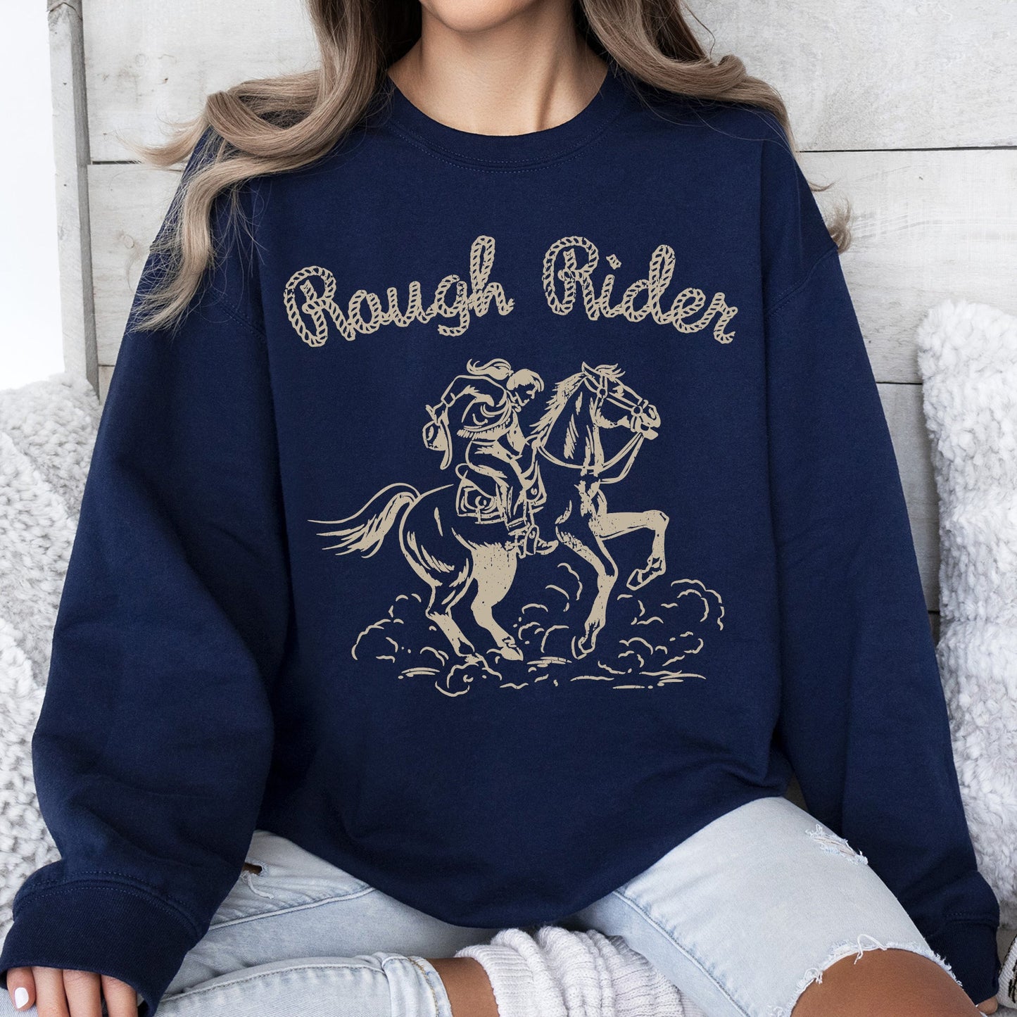Rough Rider, Rodeo, Cowgirl, Horse, Bronco Cowboy Sweatshirt