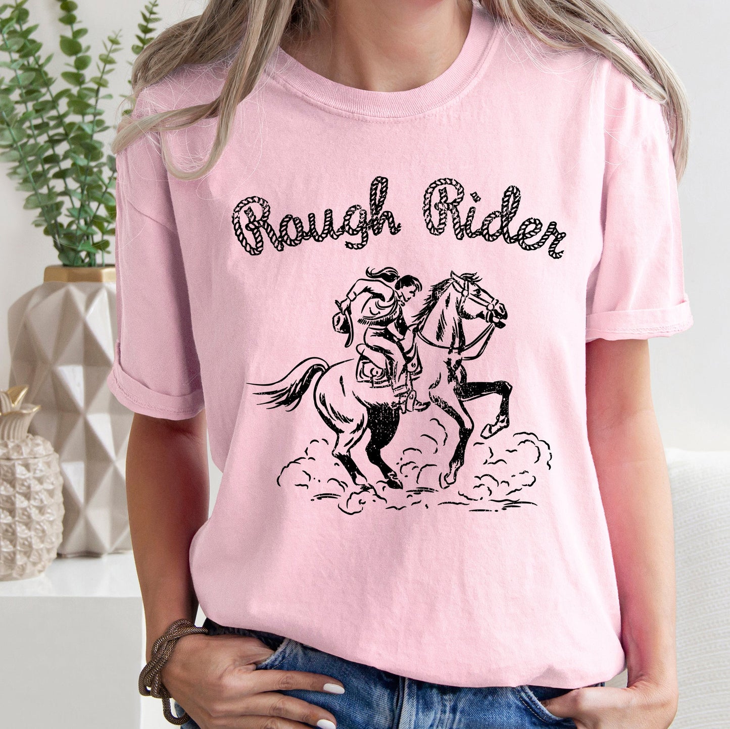 Rough Rider, Rodeo, Cowgirl, Horse, Bronco, Cowboy Tshirt Comfort Colors T-Shirt