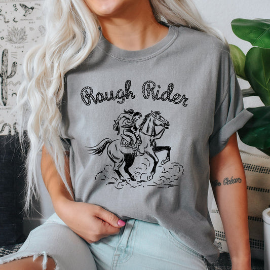 Rough Rider, Rodeo, Cowgirl, Horse, Bronco, Cowboy Tshirt Comfort Colors T-Shirt