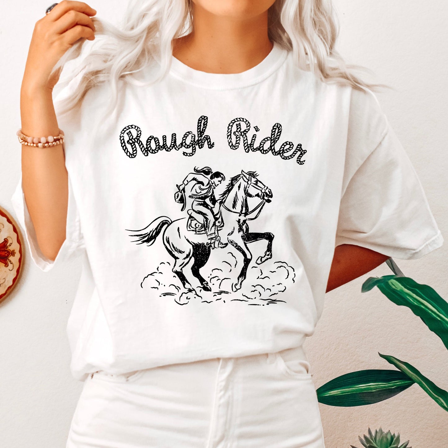 Rough Rider, Rodeo, Cowgirl, Horse, Bronco, Cowboy Tshirt Comfort Colors T-Shirt