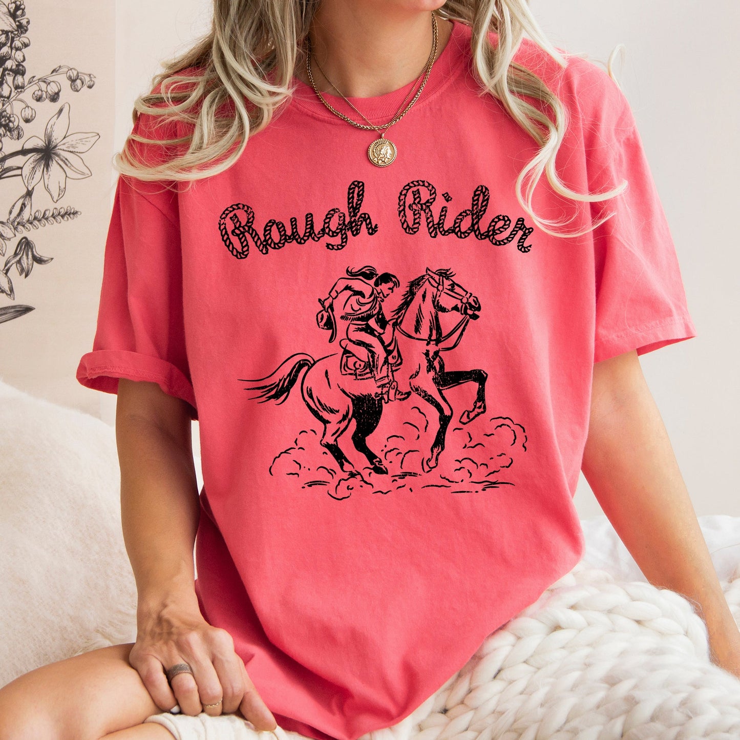 Rough Rider, Rodeo, Cowgirl, Horse, Bronco, Cowboy Tshirt Comfort Colors T-Shirt