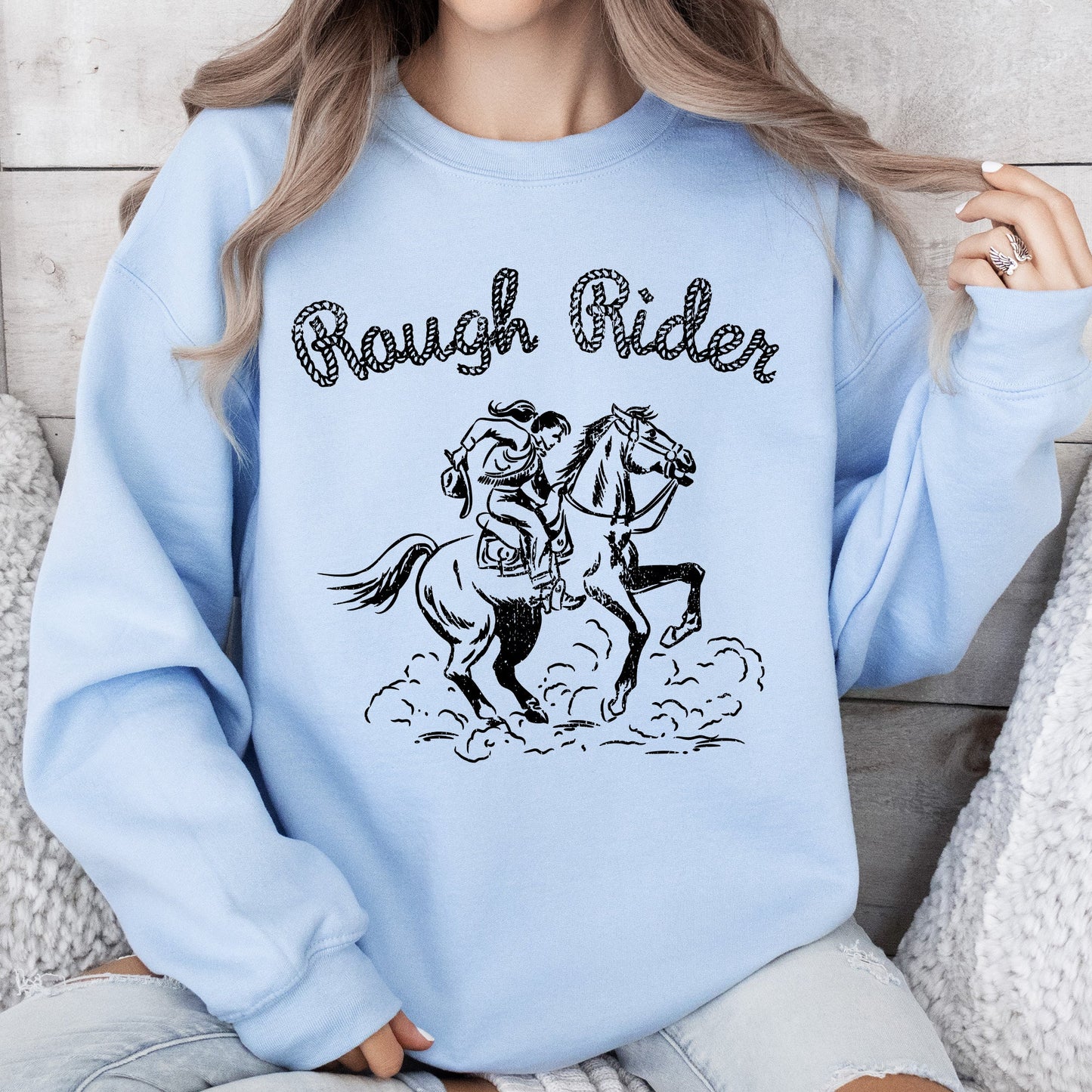 Rough Rider, Rodeo, Cowgirl, Horse, Bronco Cowboy Sweatshirt