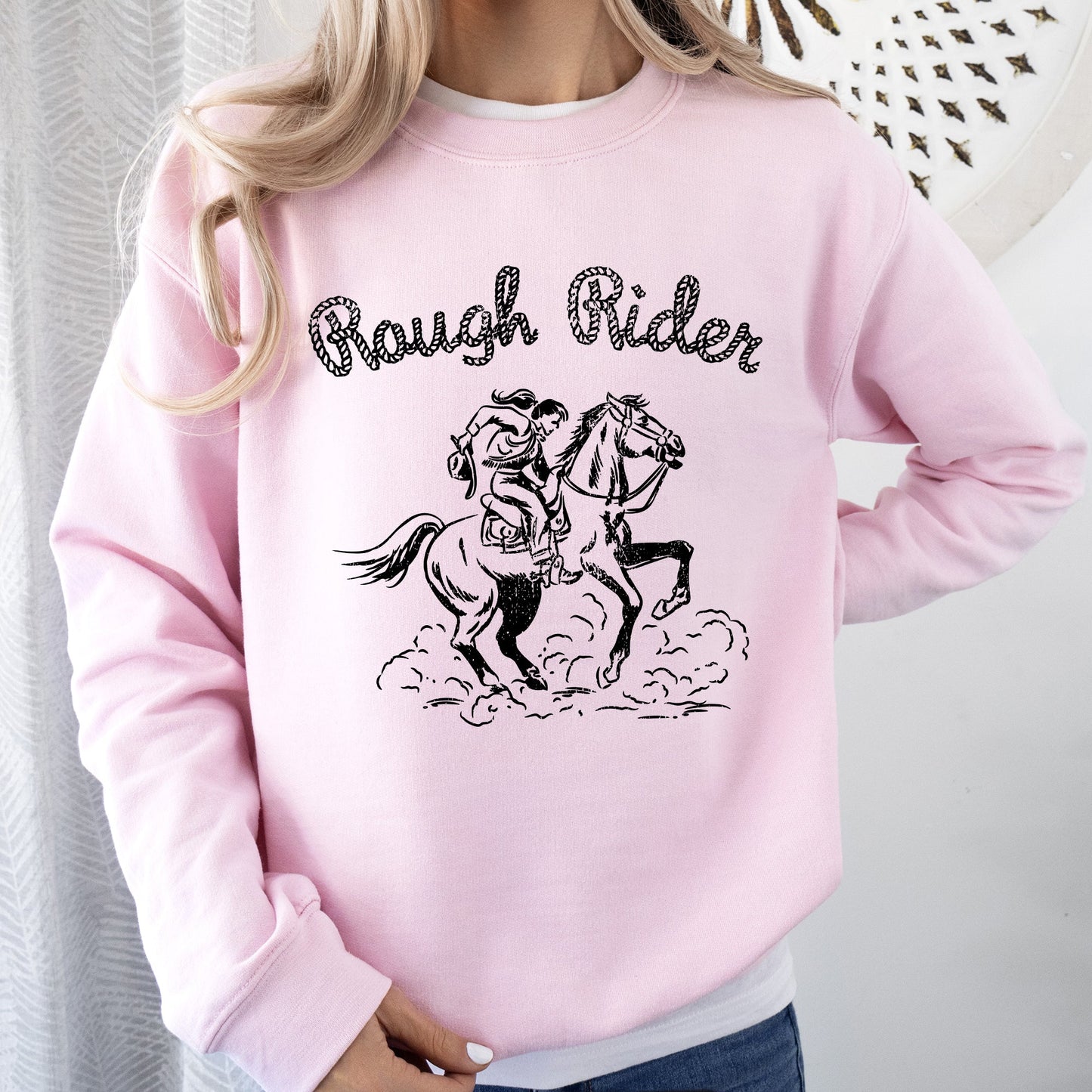 Rough Rider, Rodeo, Cowgirl, Horse, Bronco Cowboy Sweatshirt
