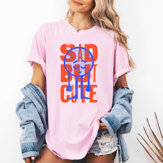 Sad But Cute, Mental Health, Smiley, Positivity, Funny, Sarcastic Tshirt Comfort Colors T-Shirt