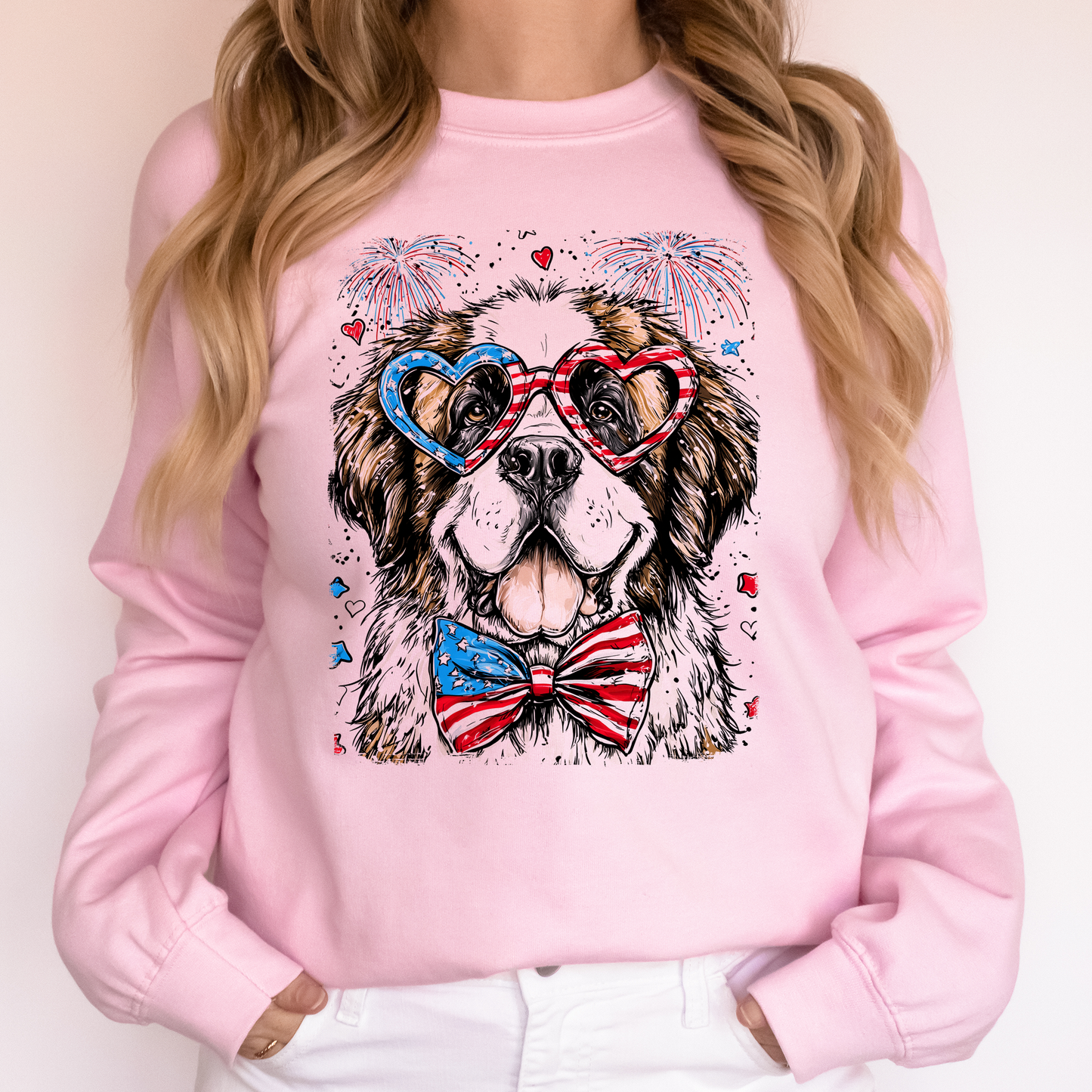 Saint Bernard Patriotic Dog, USA, America, Pet Lover, 4th of July Sweatshirt