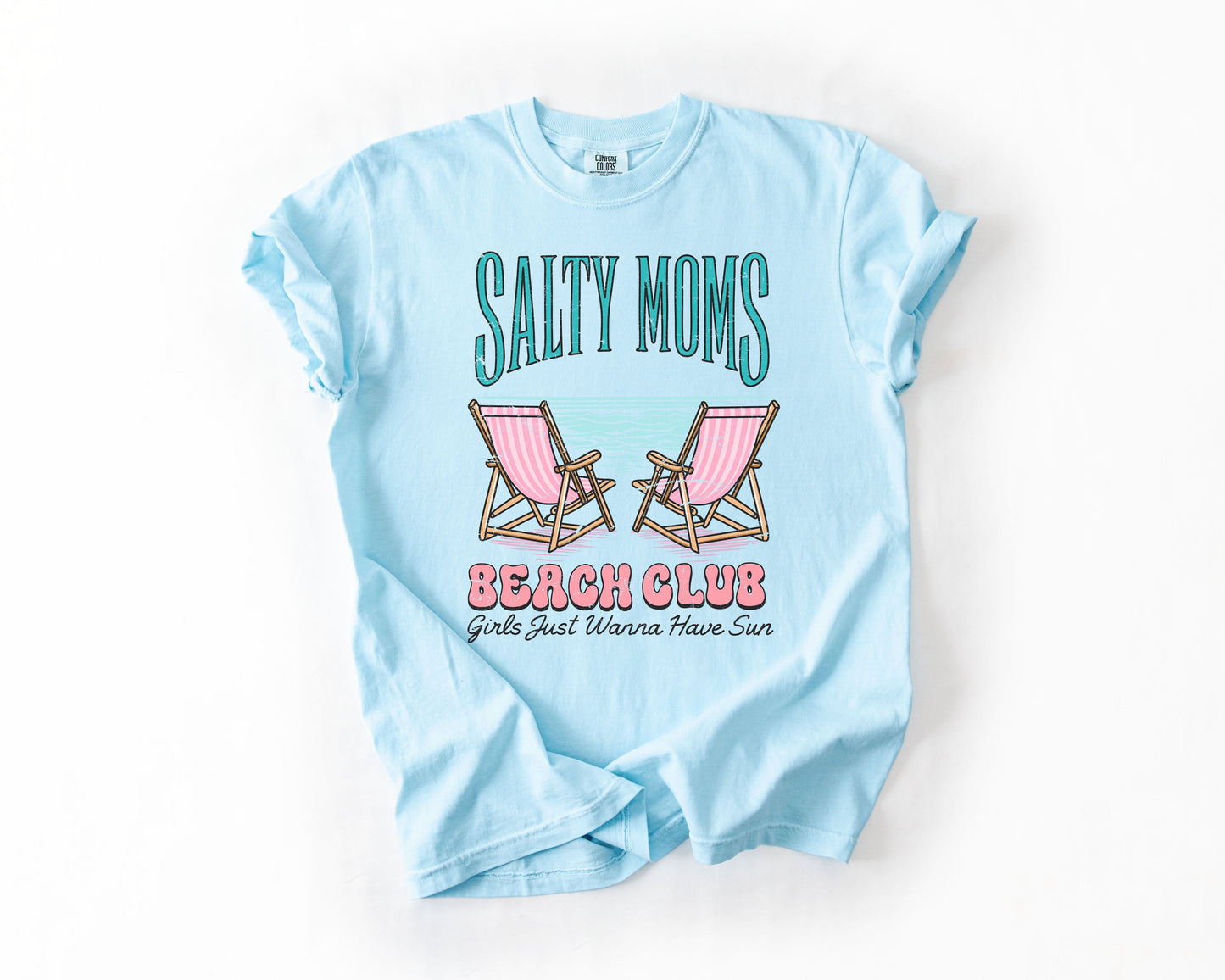 Salty Moms Beach Club, Summer, Beach, Sea Life, Outdoor, Travel, Western, Country, Comfort Colors T-Shirt