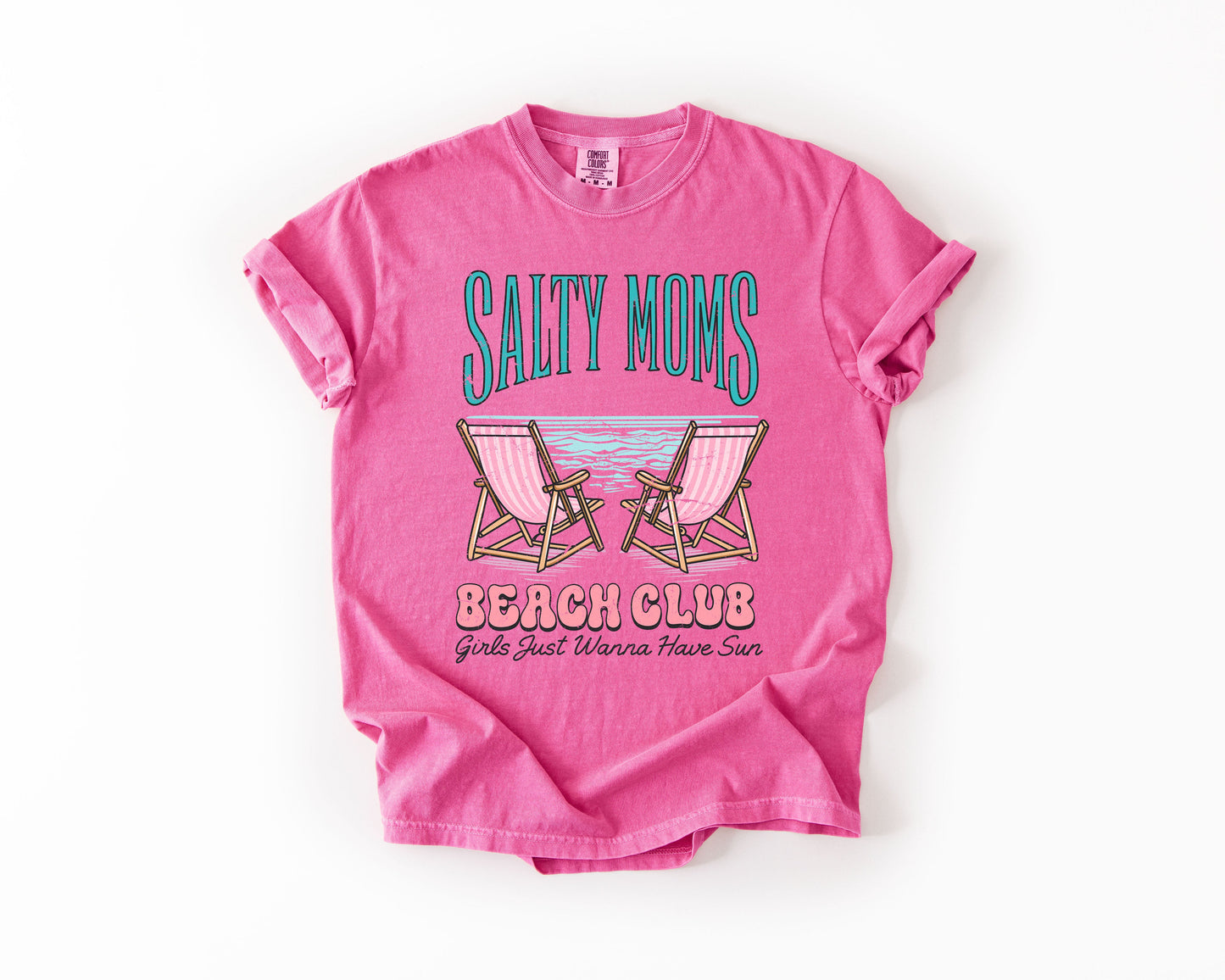 Salty Moms Beach Club, Summer, Beach, Sea Life, Outdoor, Travel, Western, Country, Comfort Colors T-Shirt