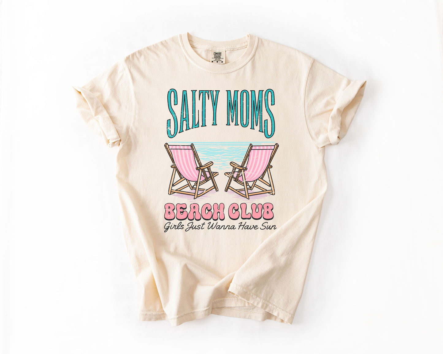 Salty Moms Beach Club, Summer, Beach, Sea Life, Outdoor, Travel, Western, Country, Comfort Colors T-Shirt