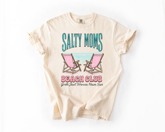 Salty Moms Beach Club, Summer, Beach, Sea Life, Outdoor, Travel, Western, Country, Comfort Colors T-Shirt