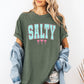 Salty, Palm Trees, Retro, Varsity, Summer, Beach, Comfort Colors T-Shirt