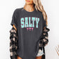 Salty, Palm Trees, Retro, Varsity, Summer, Beach, Comfort Colors T-Shirt