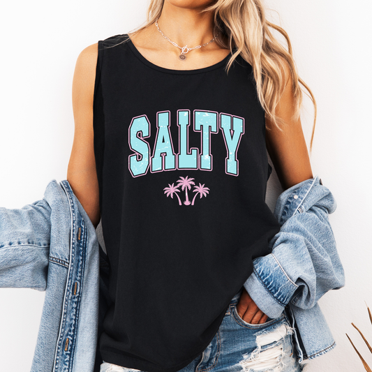 Salty, Palm Trees, Summer, Beach, Hot Girl Summer, Sunshine Comfort Colors Tank Top
