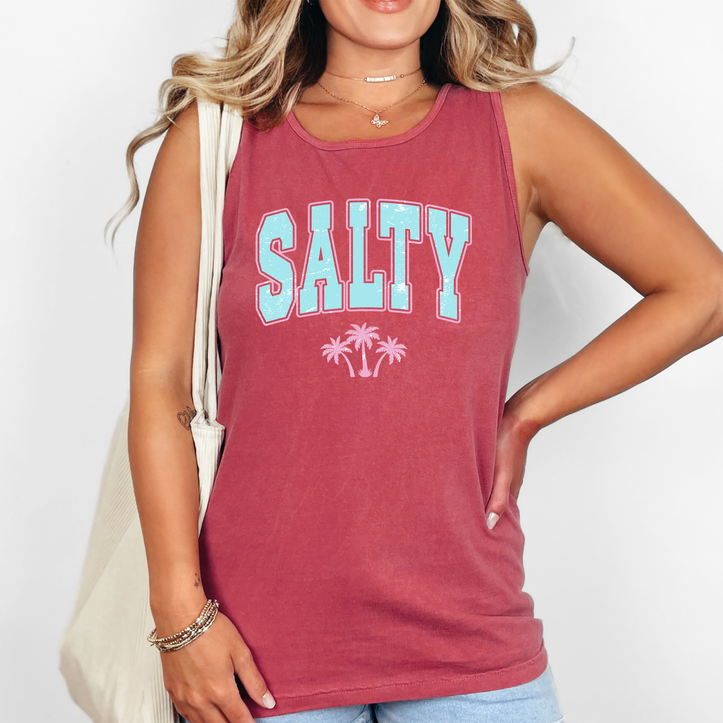 Salty, Palm Trees, Summer, Beach, Hot Girl Summer, Sunshine Comfort Colors Tank Top